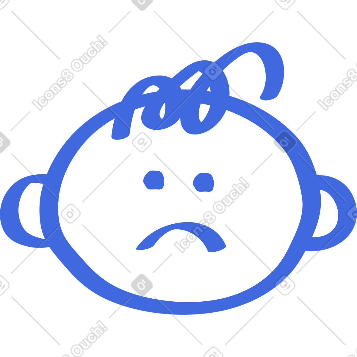 Emoji sad face with curved mouth and drooping eyes expression-Illustration im Ballpoint Pen-Stil als Download in PNG, SVG