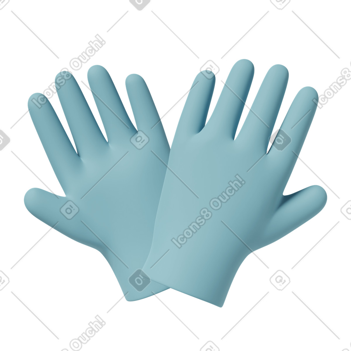 Blue rubber gloves illustration in 3D Casual life style download in PNG, SVG