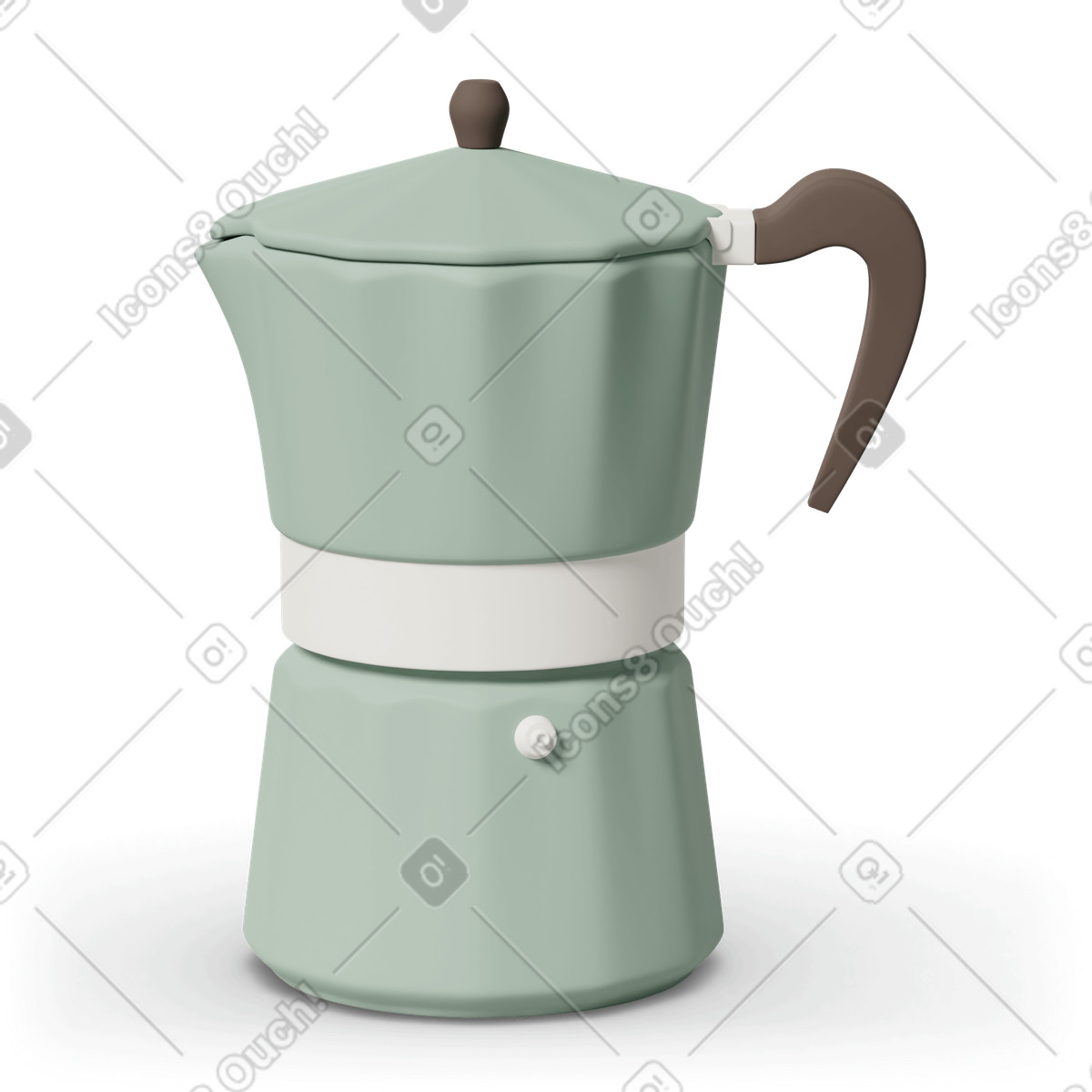 Green moka pot illustration in 3D Casual life style download in PNG, SVG