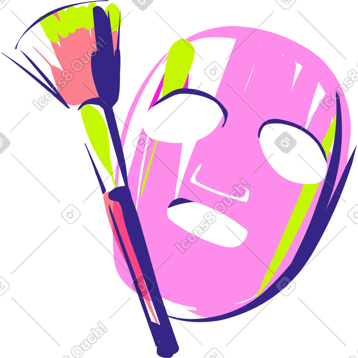 Maschera facciale e pennello per il trucco illustrazione in stile Glam scarica in PNG, SVG