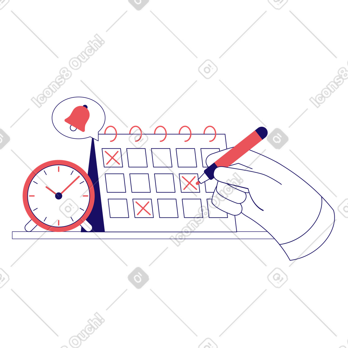Ilustração de Gerenciamento de tempo e data de marcação no calendário em PNG e SVG