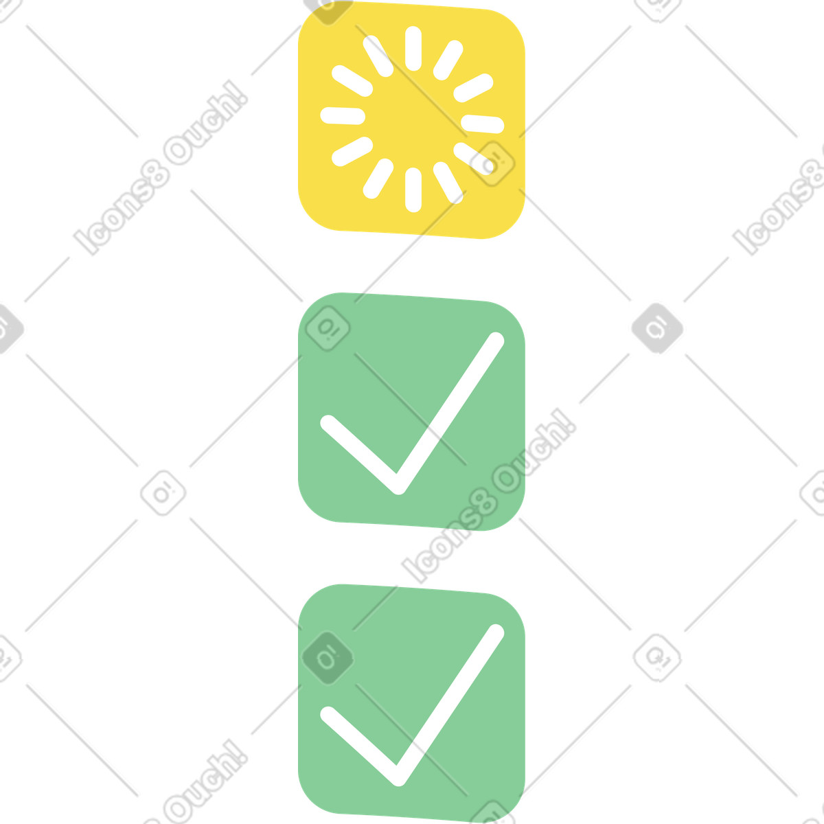 Program execution proccess icons in a column illustration Florid style download PNG, SVG