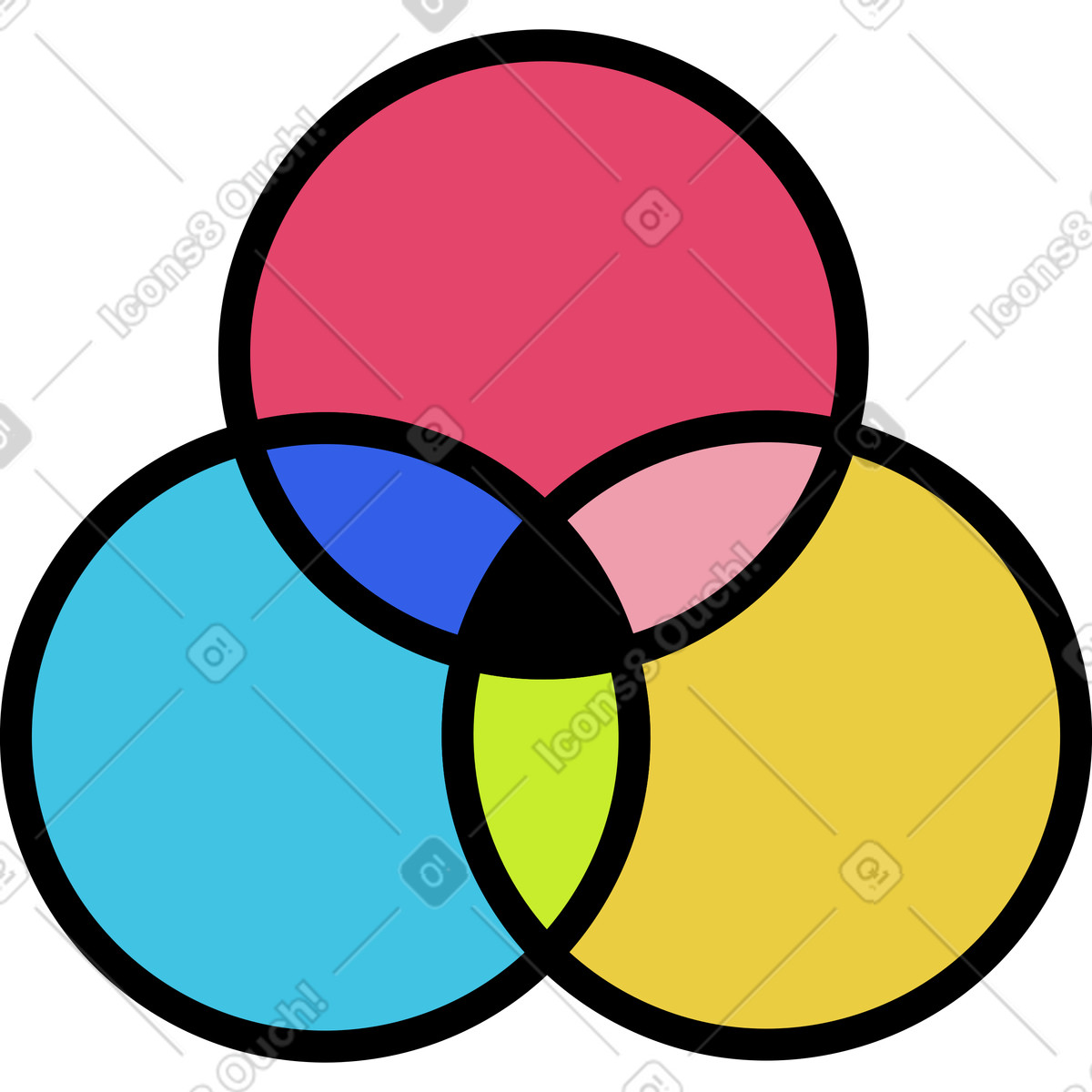 Color circles-Illustration im Memphis-Stil als Download in PNG, SVG