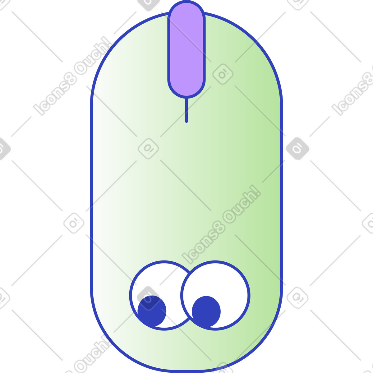 Green computer mouse with eyes illustration in Eyeful style download in PNG, SVG