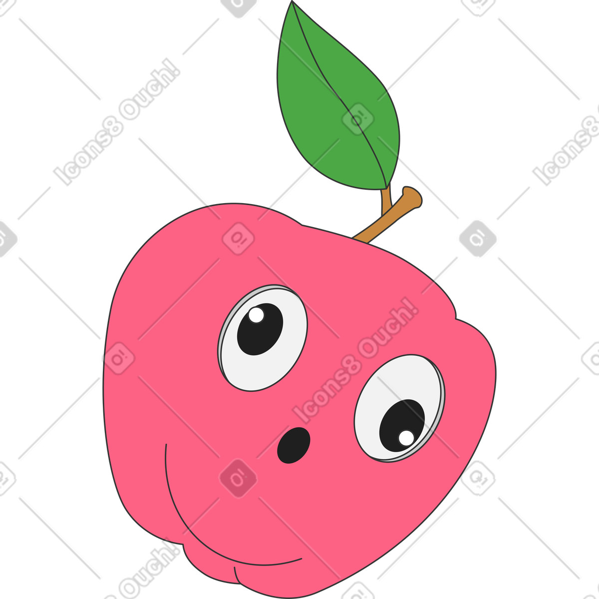 Apple with doll's eyes illustration in Kit style download in PNG, SVG