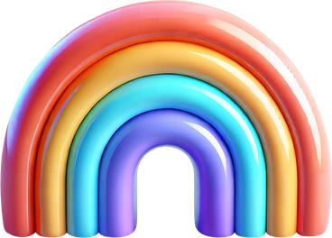 A colorful rainbow with smooth curves - 3D Mini style illustration