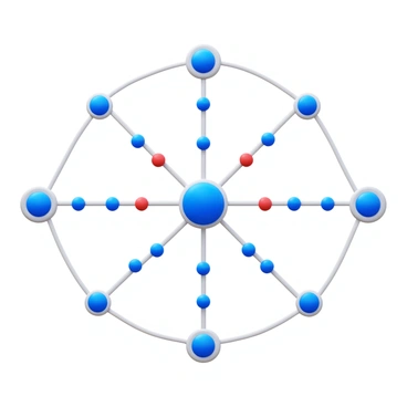 A visual map of an internet network showing multiple pathways. The pathways are represented by interconnected lines and nodes, illustrating the data flow. At the center, there is a single bottleneck point, marked clearly, where all pathways converge. Each pathway has varying thickness to represent different data capacities. The nodes are displayed as small circles along the pathways, with some nodes highlighted to indicate high traffic. The overall layout is organized and clear, showcasing the complexity of the network.