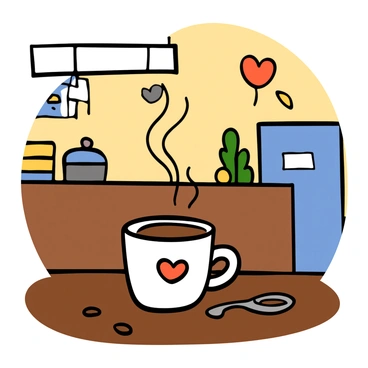 A canvas painting of a steaming cup of coffee hanging on a coffee shop wall