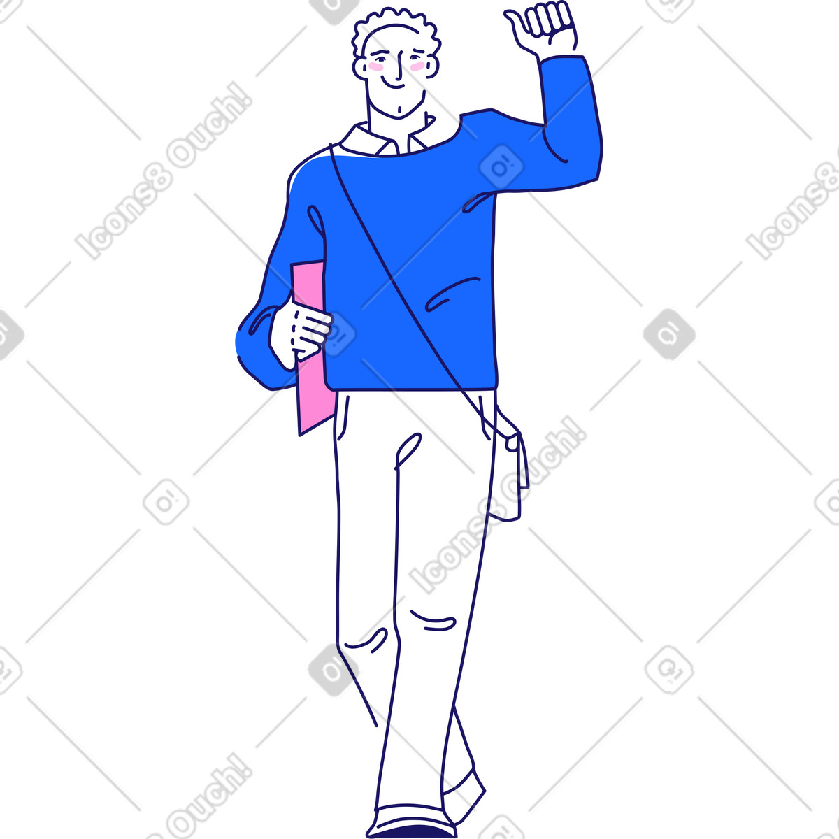 Ilustración Hombre con bolsa y documentos en estilo Matey a descargar en PNG SVG