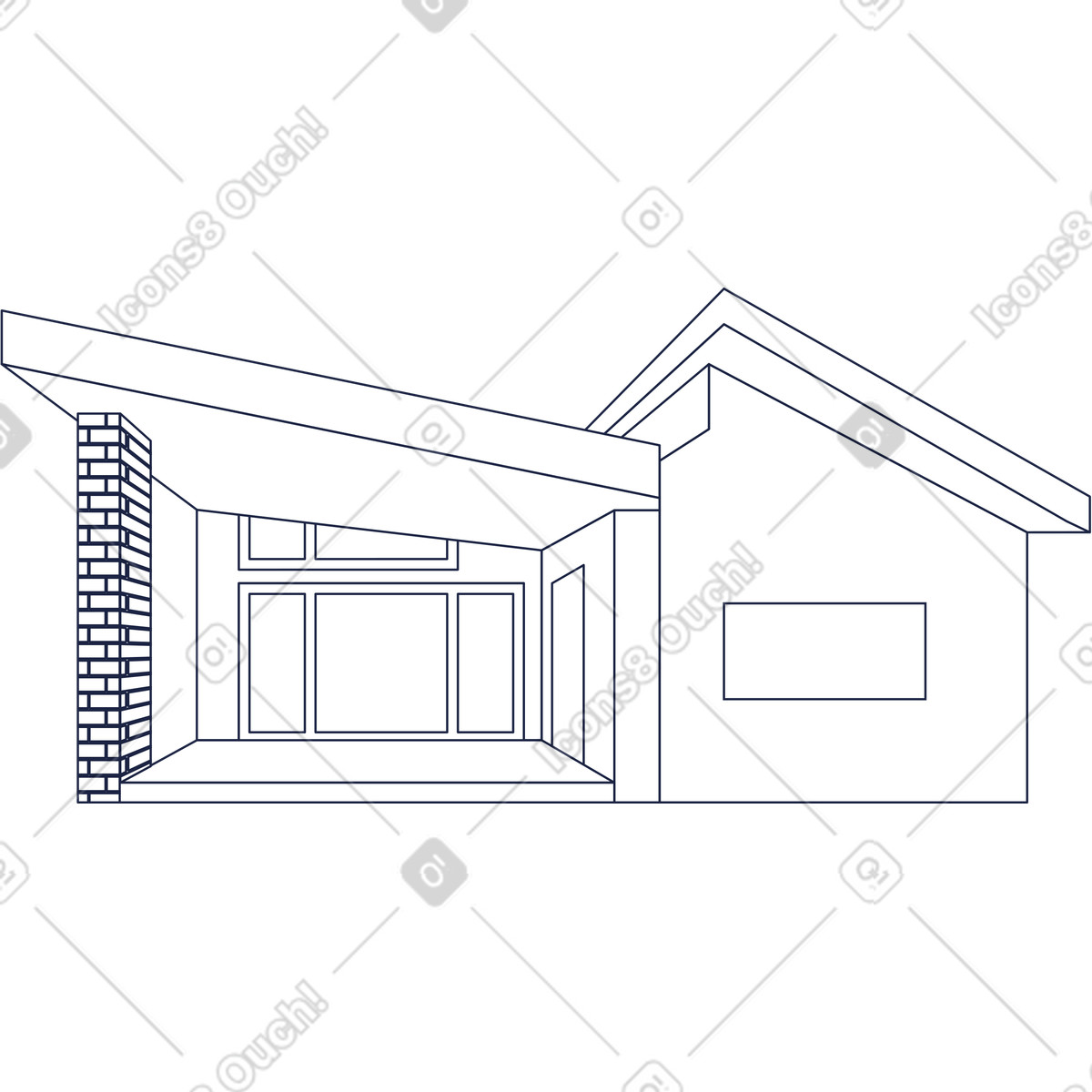 Ilustración Línea de casa adosada en estilo Urban Line a descargar en PNG y SVG