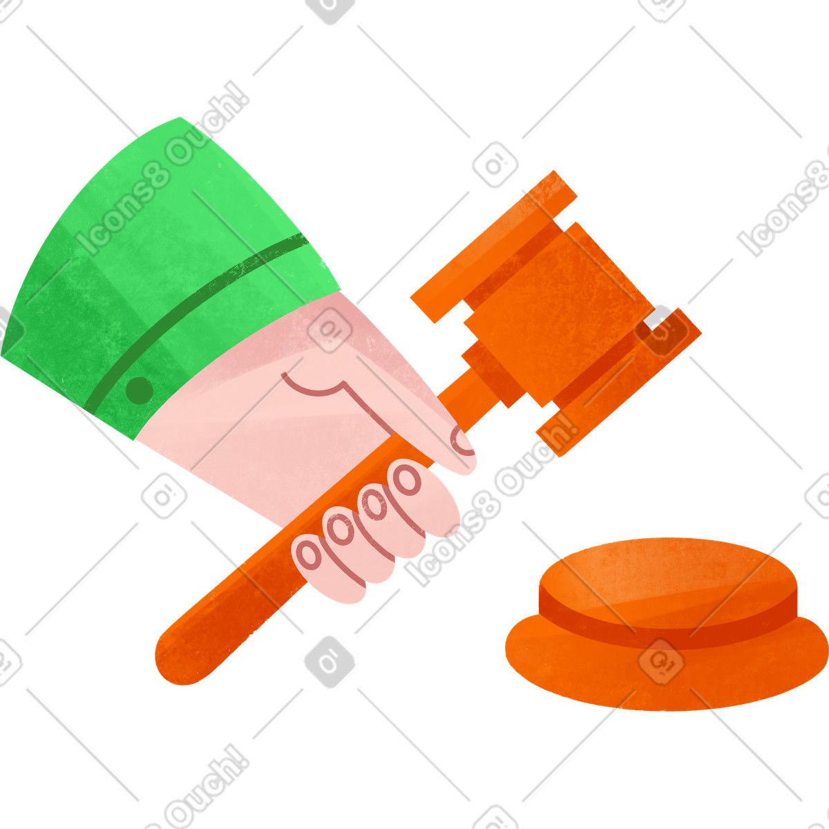 Illustration Hand holding judges gavel dans le style Bonbon à télécharger aux formats PNG, SVG