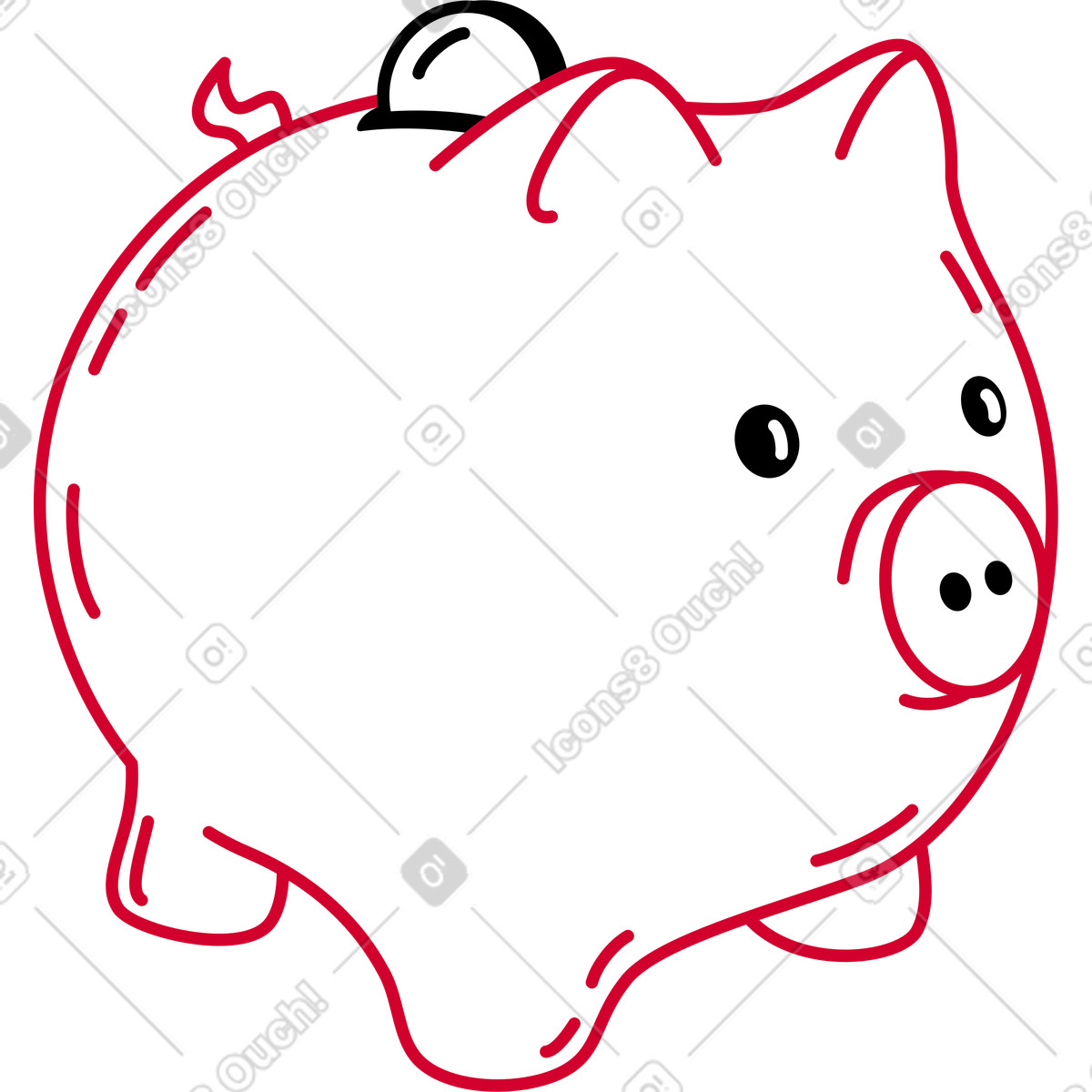 Piggy bank illustration in Ruby style download in PNG, SVG