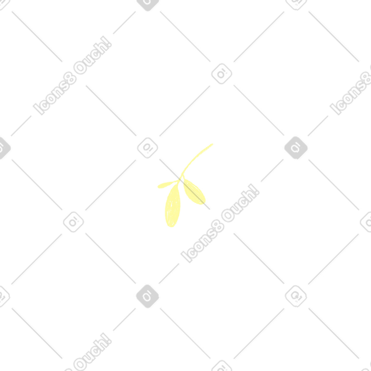Yellow twig with three leaves-Illustration im Biro-Stil als Download in PNG, SVG