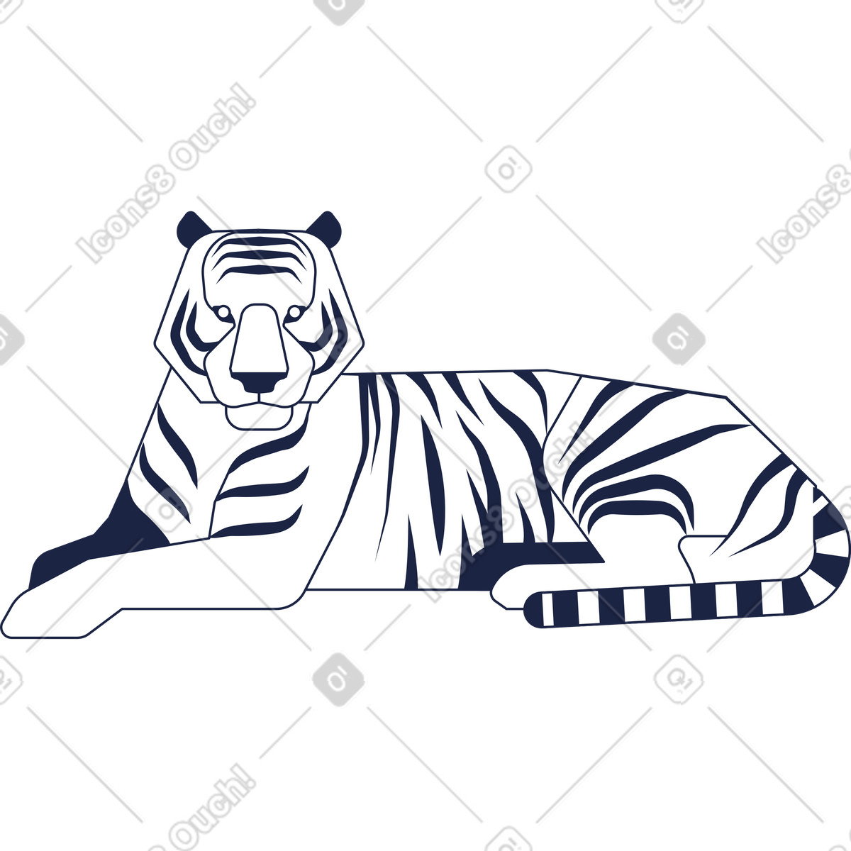 Tigre illustrazione in stile Urban Line scarica in PNG, SVG