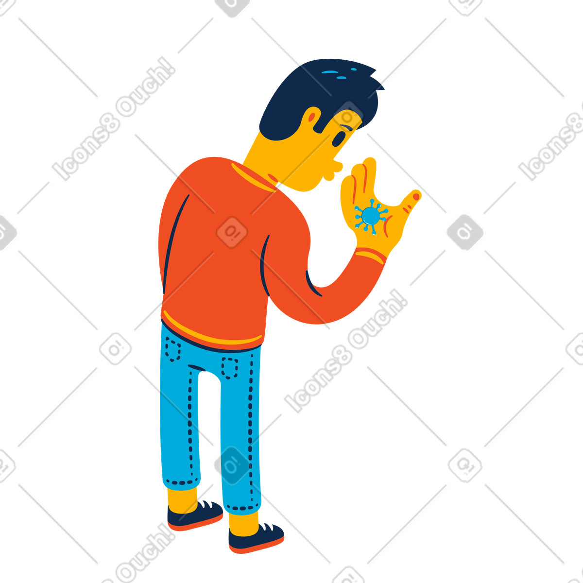 It looks like a coronavirus illustration in Flame style download in PNG, SVG