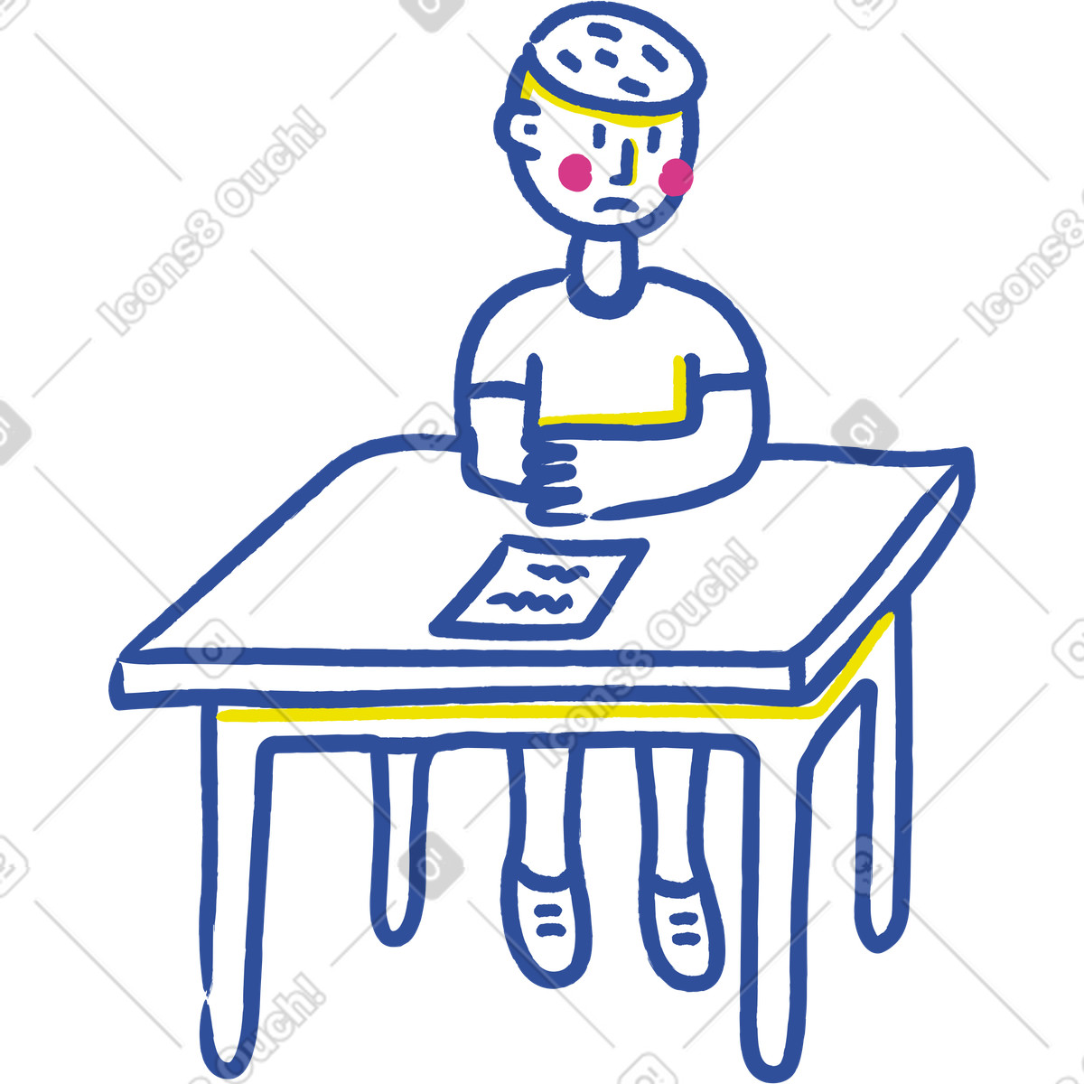 Illustration Étudiant triste dans le style Lime à télécharger aux formats PNG, SVG