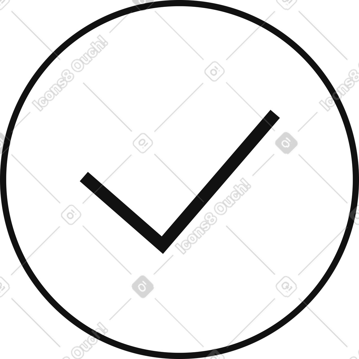 White check mark icon for confirmation and positive status illustration in Main style download in PNG, SVG