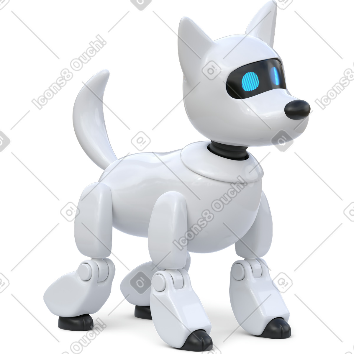 Side view of a robot dog illustration in 3D Business style download in PNG, SVG