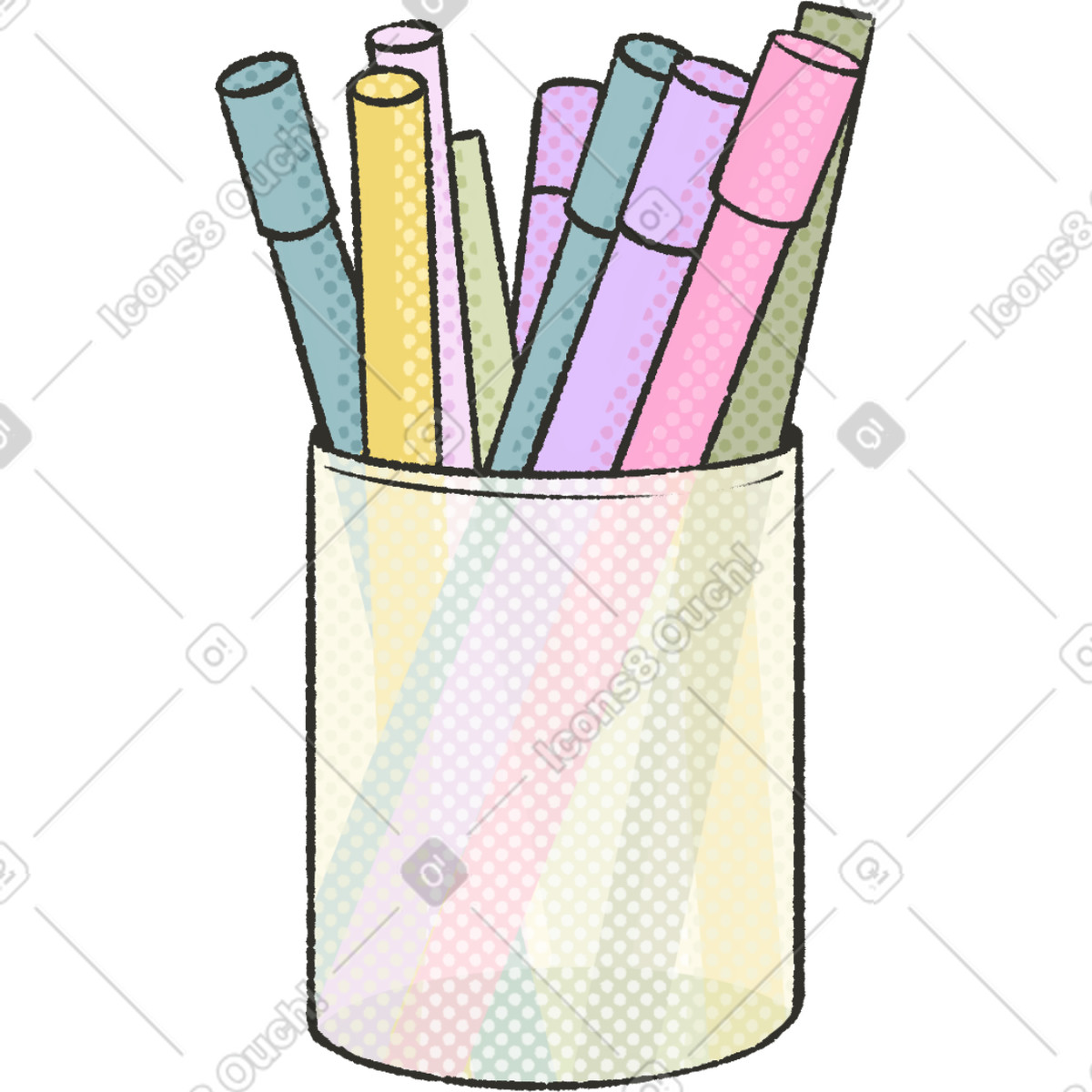 Ilustração de A cup with pens em no estilo Dots para baixar em PNG, SVG