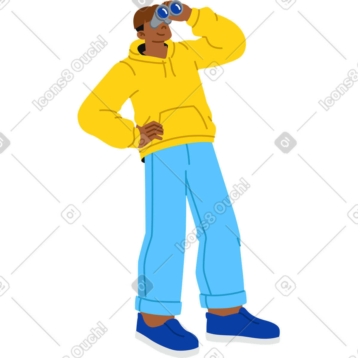 Ilustración Joven con binoculares en estilo Active a descargar en PNG y SVG