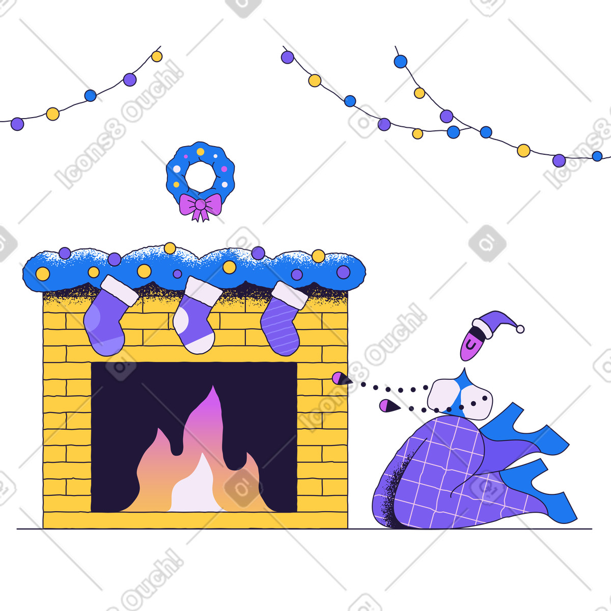下载 Conifer 风格的 舒适的壁炉 插画，支持 PNG、SVG 格式