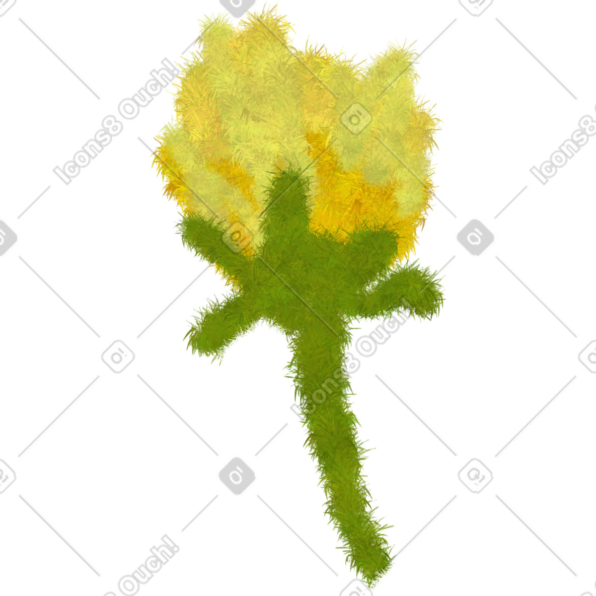 Illustration Fleur jaune pelucheuse dans le style Experimental à télécharger aux formats PNG, SVG