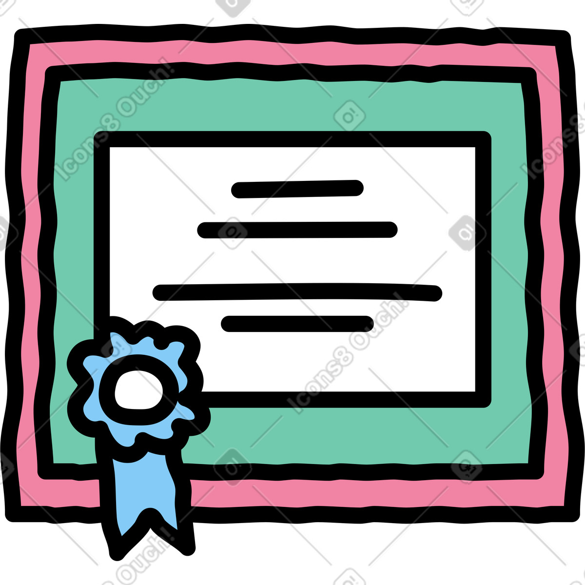 Framed diploma illustration in Notes style download in PNG, SVG