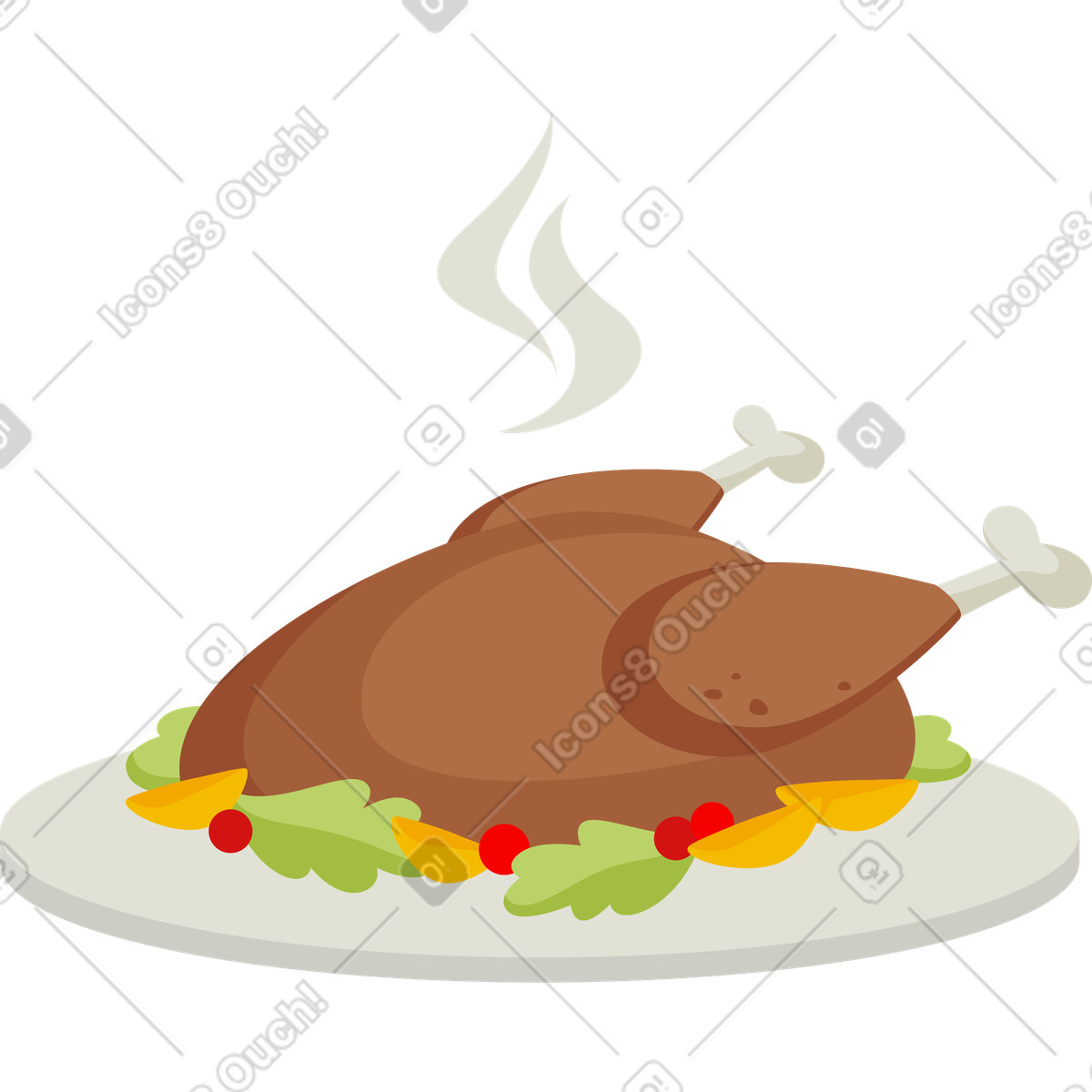 Ilustración Pavo en platos estilo Lagom a descargar PNG y SVG