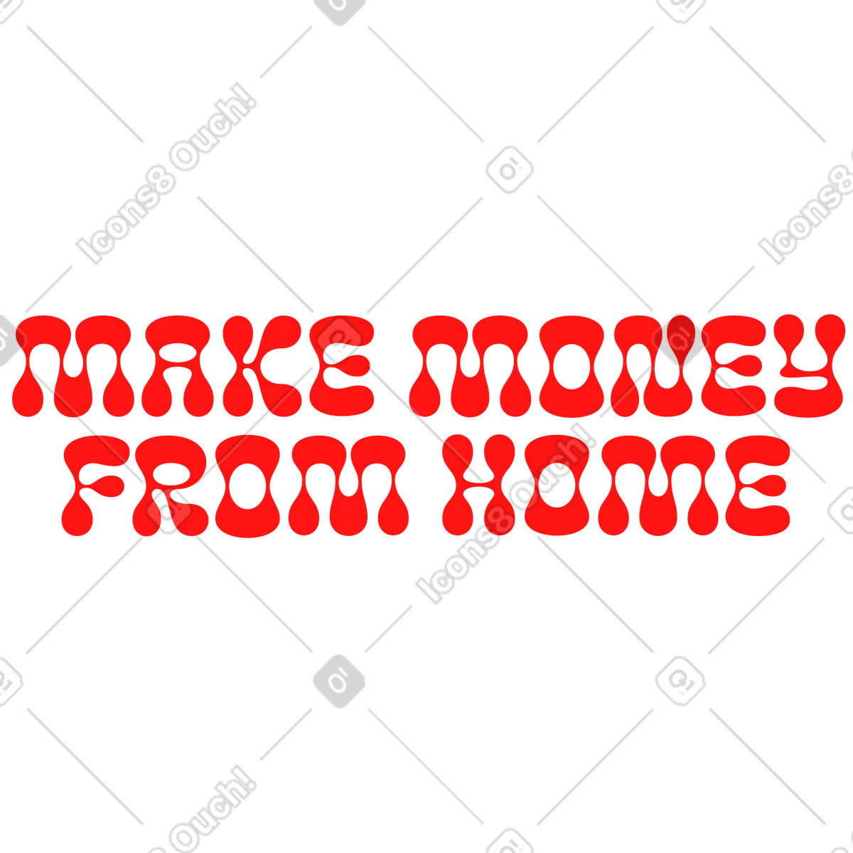 Lettering fare soldi da casa con testo di lettere gonfie illustrazione in stile scarica in PNG, SVG