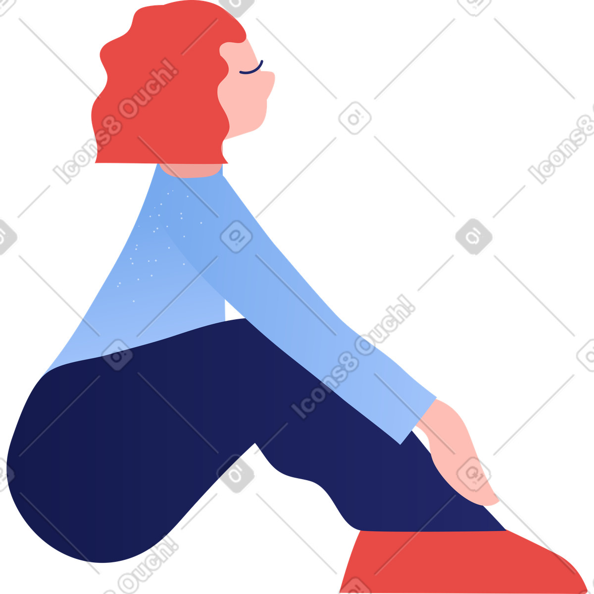 Ragazza seduta illustrazione in stile Clip scarica in PNG, SVG