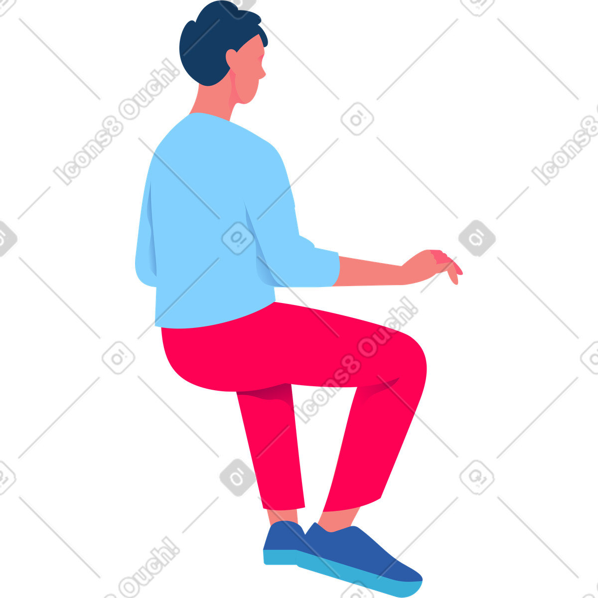 Illustration Homme assis à l'arrière dans le style Daily télécharger aux formats PNG, SVG