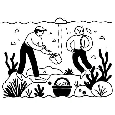 Aquaculture workers carefully harvesting oysters from underwater beds.