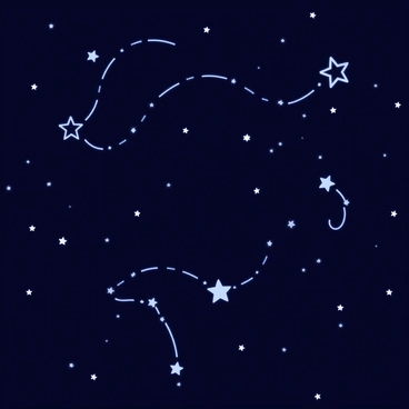 A space scene where stars are connected by glowing arterial paths