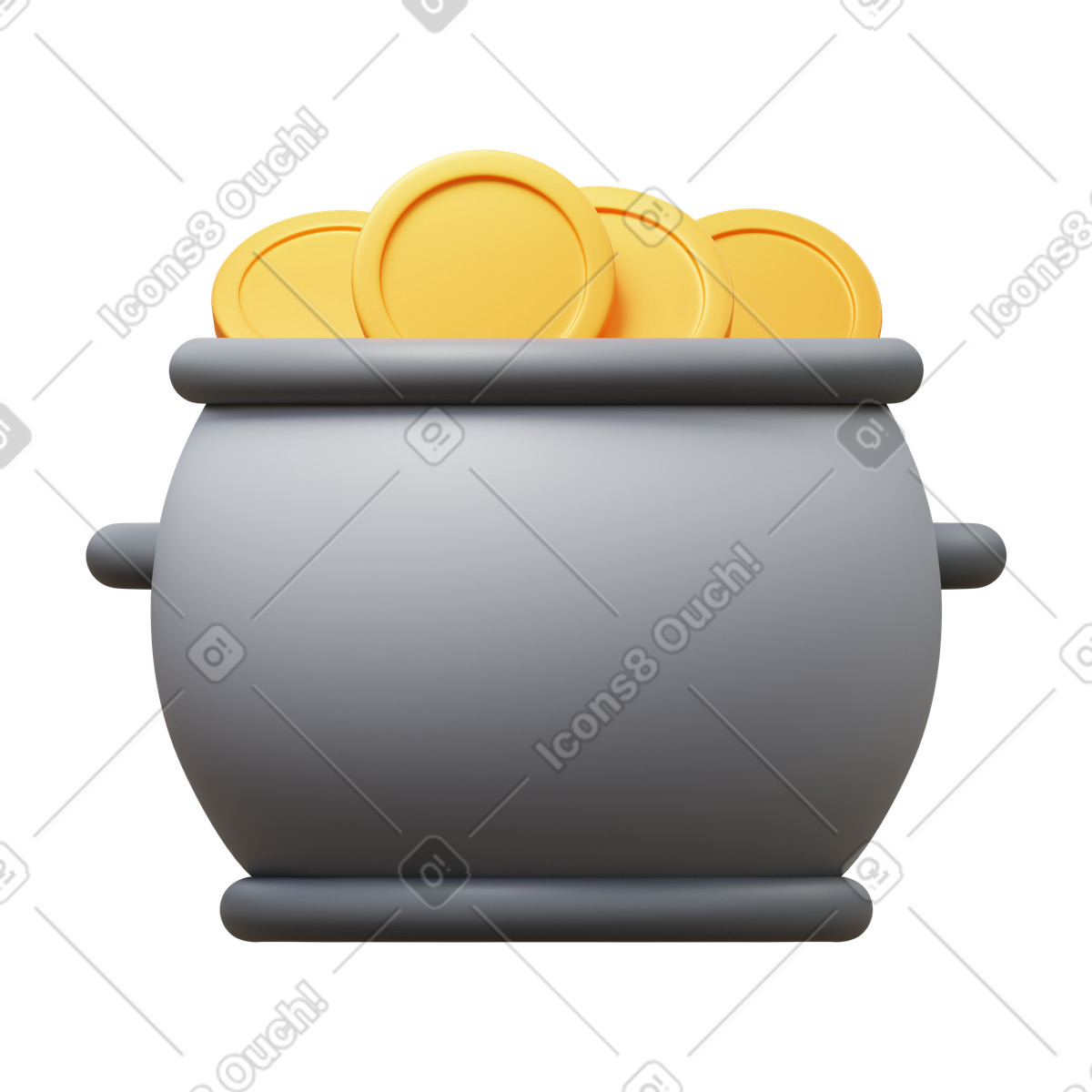 Ilustración Gold pot en estilo 3D Fluency a descargar en PNG y SVG