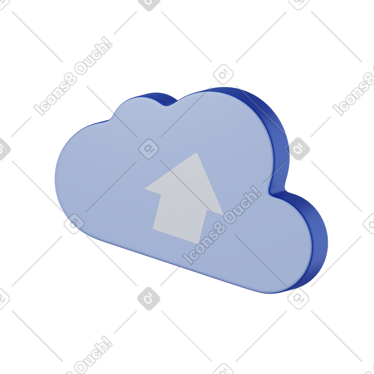 Cloud upload icon illustration in 3D Techny style download in PNG, SVG