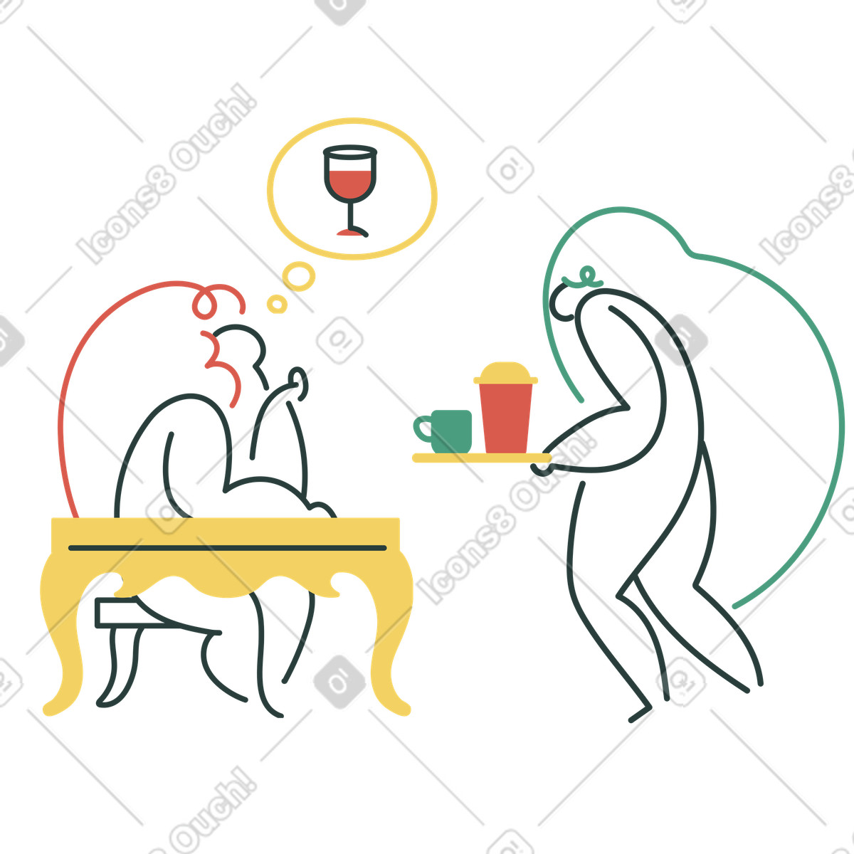 Von wein träumen-Illustration im Macaroni-Stil als Download in PNG, SVG