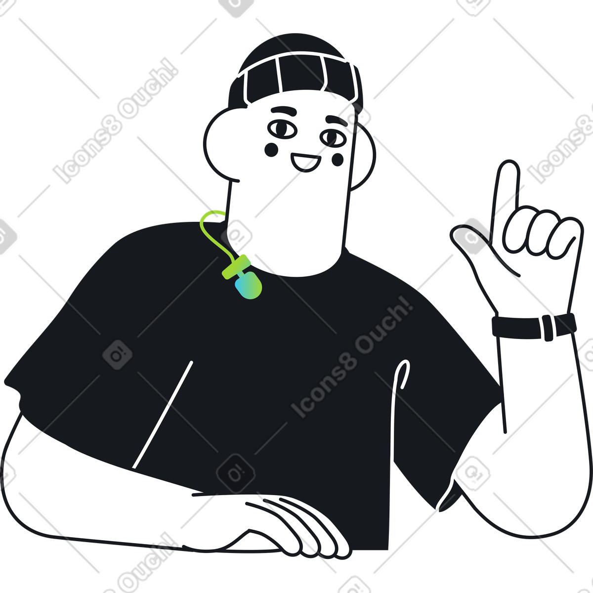 Ilustración Hombre con gorro mostrando algo en estilo Breeze a descargar en PNG y SVG
