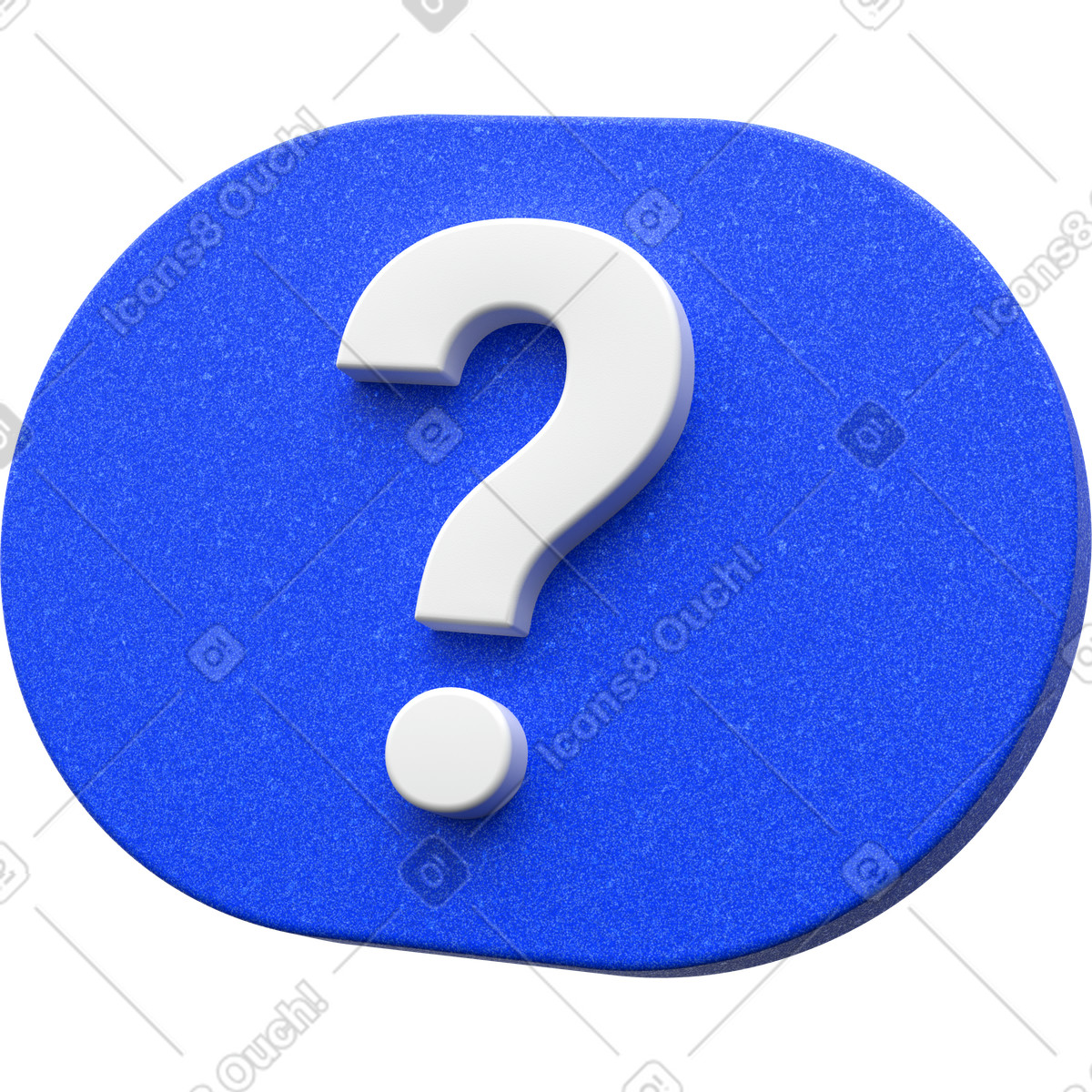 Illustration Badge bleu 3d avec point d'interrogation, icône arrondie, symbole d'information d'assistance dans le style Enterprise à télécharger aux formats PNG, SVG