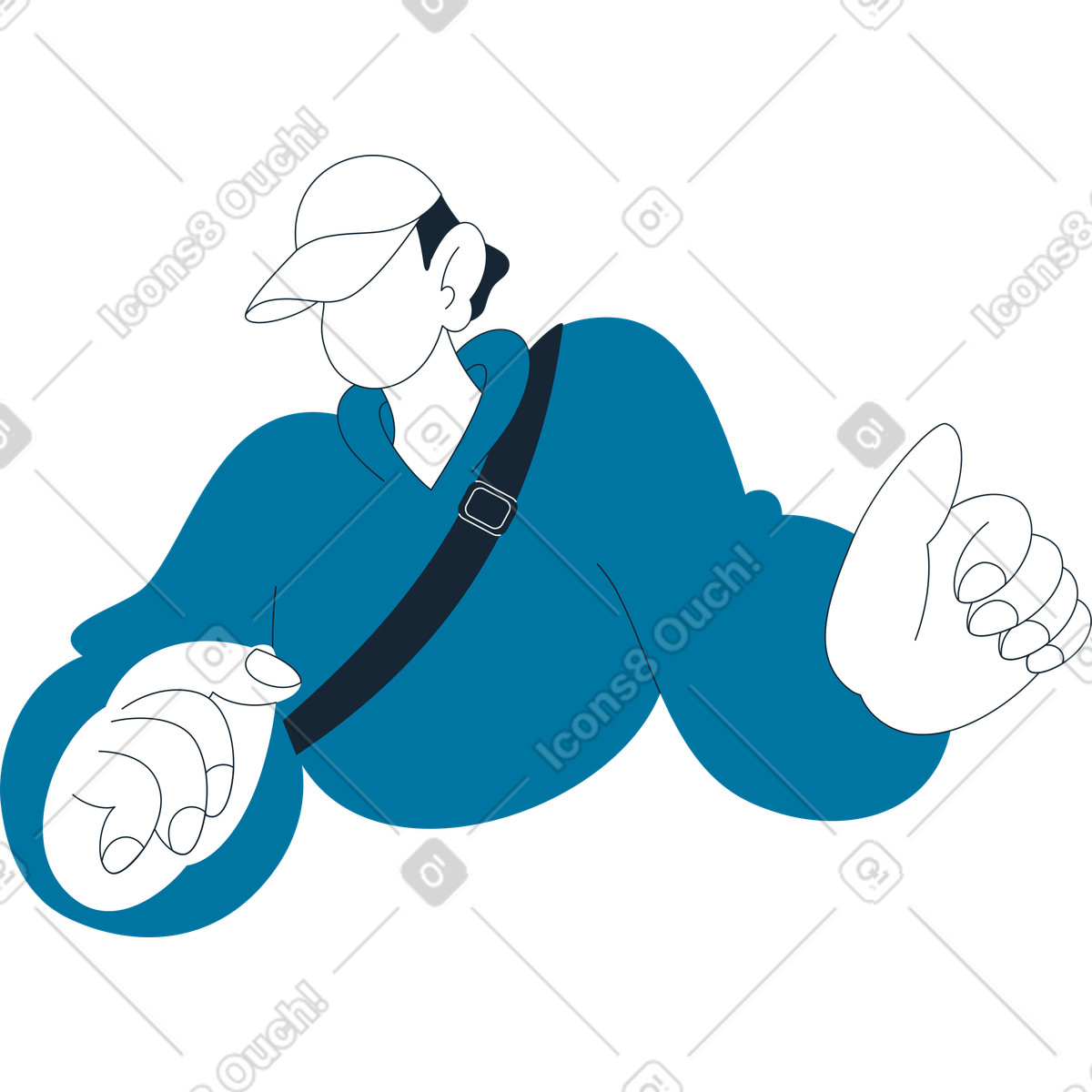 Ilustração de Homem boné beisebol e moletom com capuz em no estilo Indigo para baixar em PNG, SVG