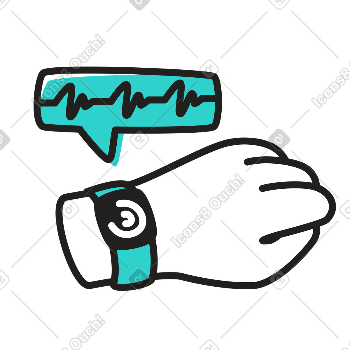 Illustration Montre intelligente à votre poignet dans le style Little télécharger aux formats PNG, SVG