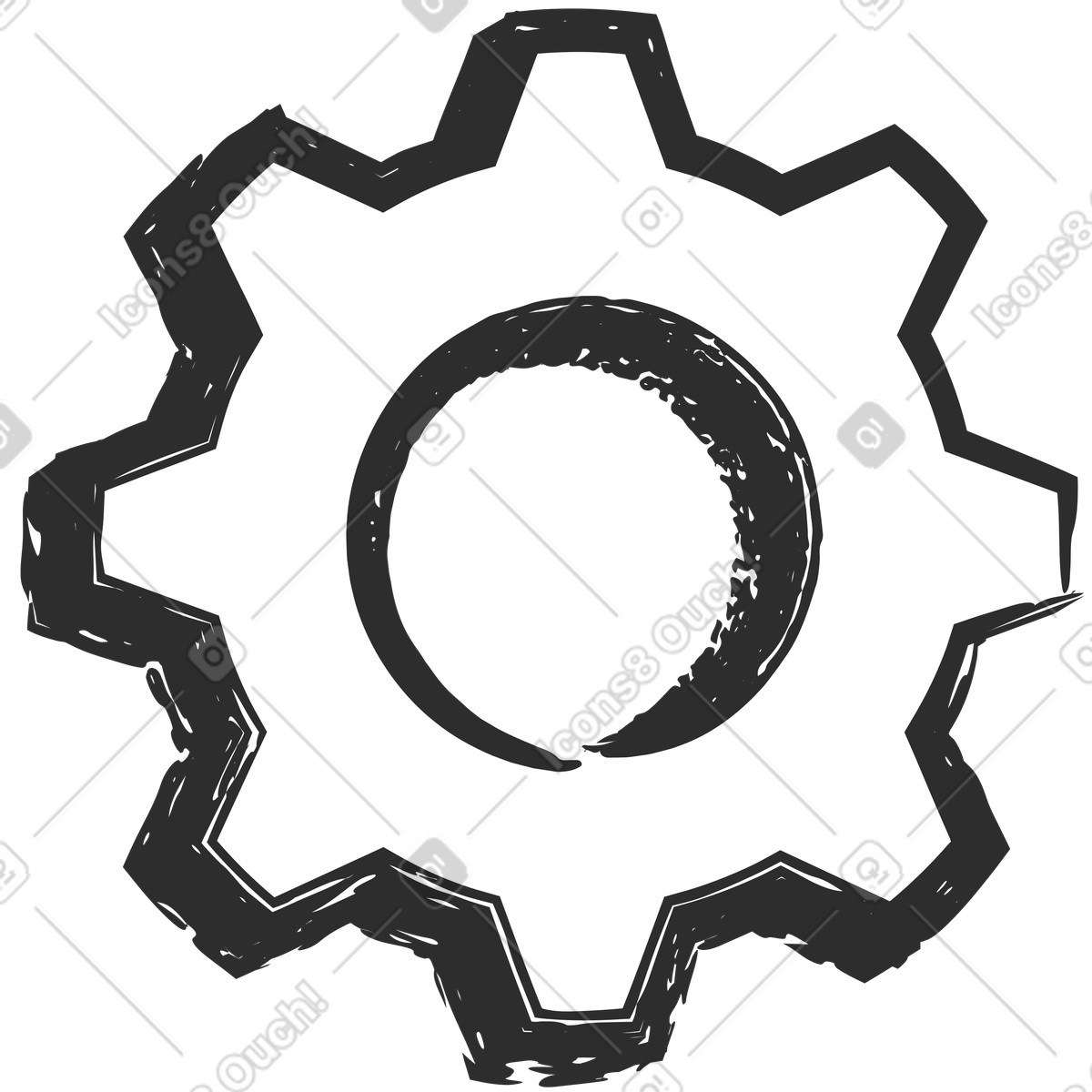 Gear wheel illustration in Graphite style download in PNG, SVG