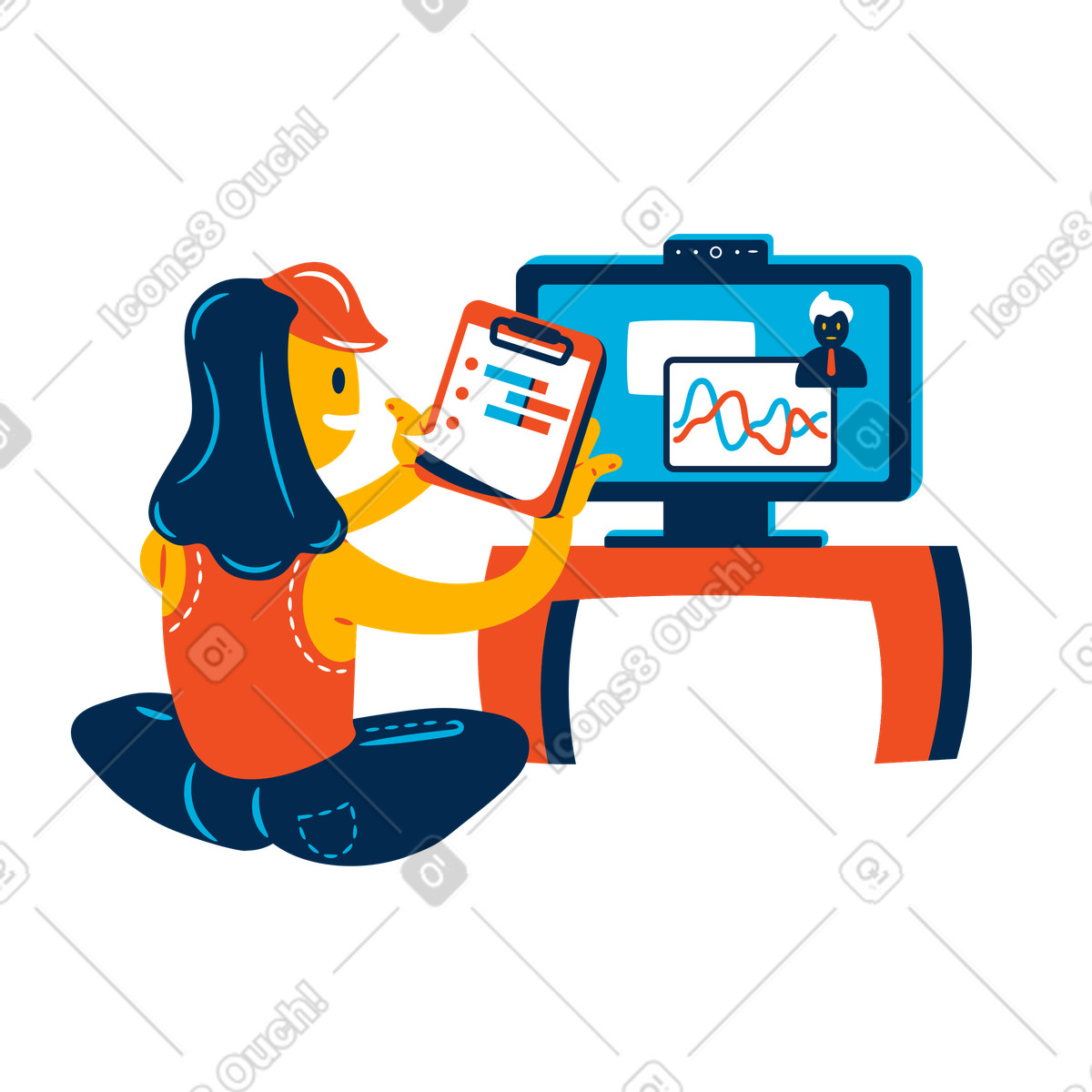 Ilustración Análisis de datos remotos en estilo Flame a descargar en PNG y SVG