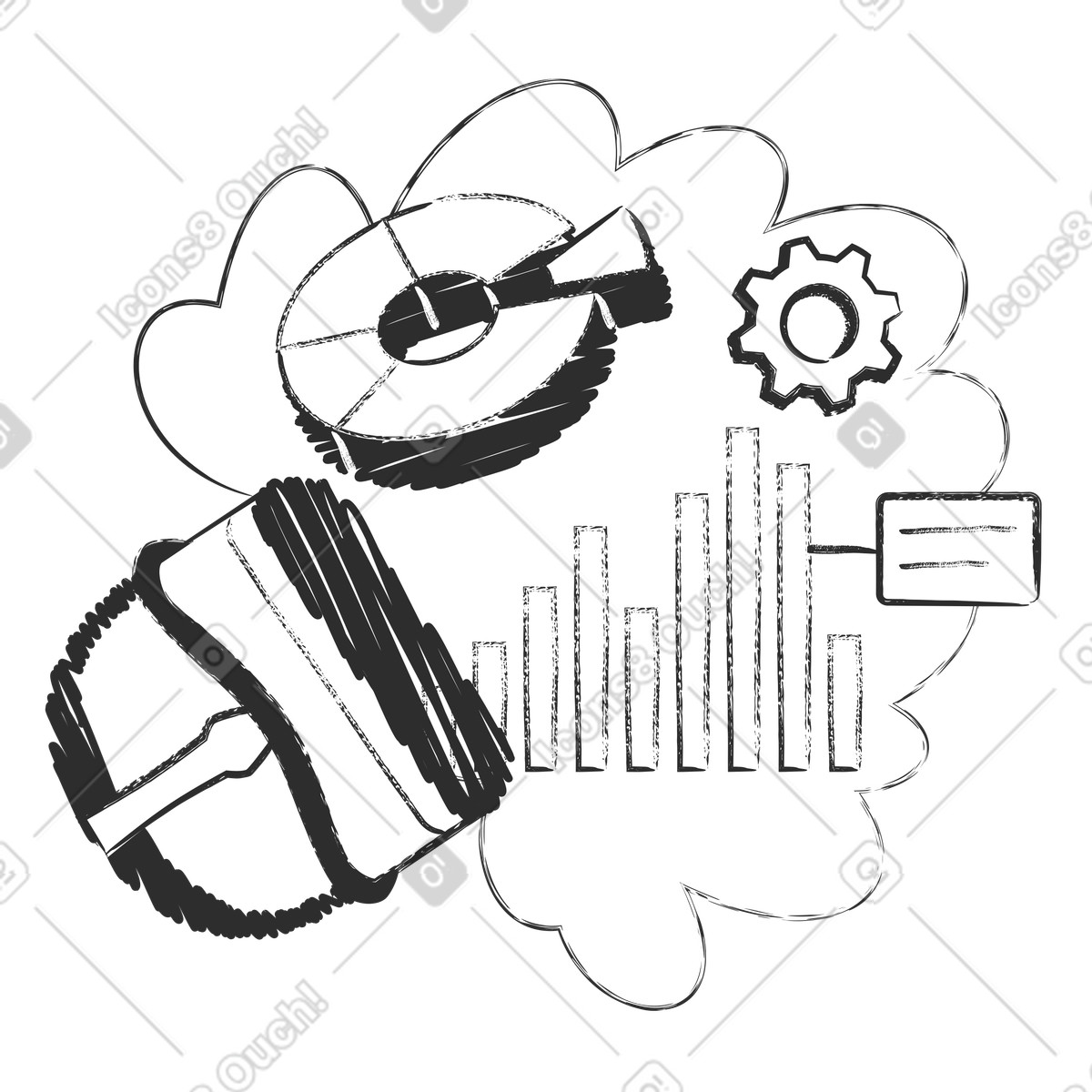 VR data visualization with infographics, Interactive analytics in virtual reality illustration in PNG, SVG