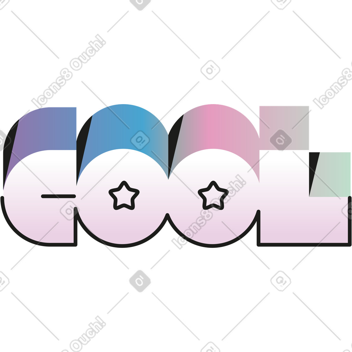 Lettering with gradient cool illustration in Marginalia style download in PNG, SVG