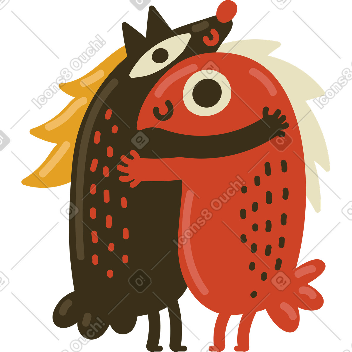 Animals hugging illustration in Arabica style download in PNG, SVG