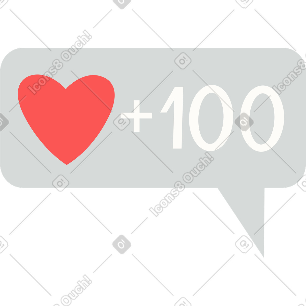 Illustration Cent likes dans une bulle de dialogue le style Lagom à télécharger aux formats PNG, SVG