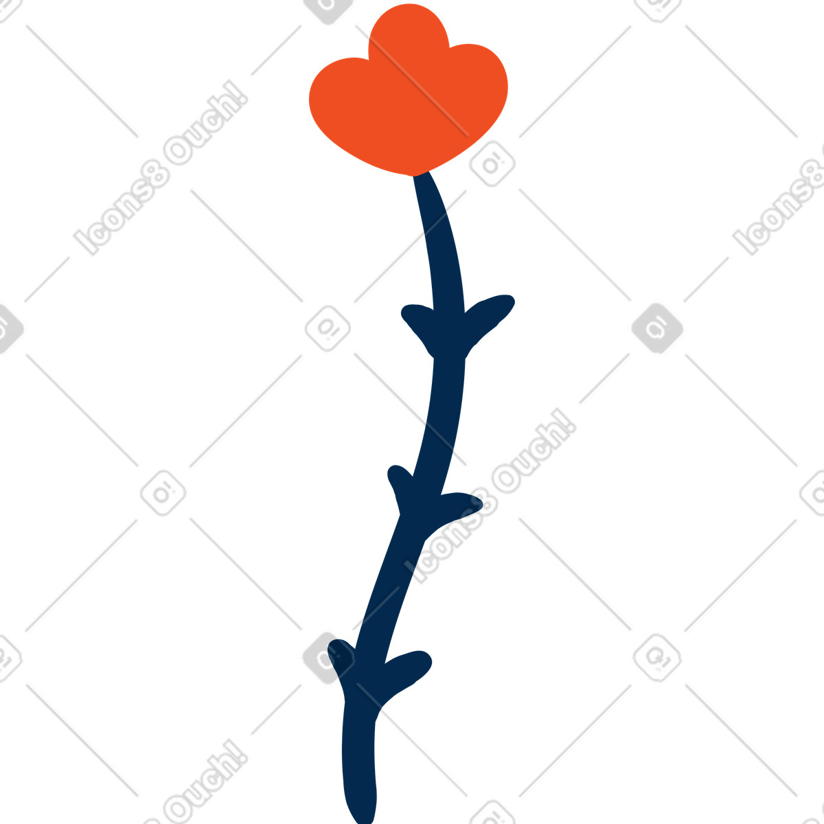 Spring floral accent with spiky stalk and simple red top illustration in Flame style download in PNG, SVG