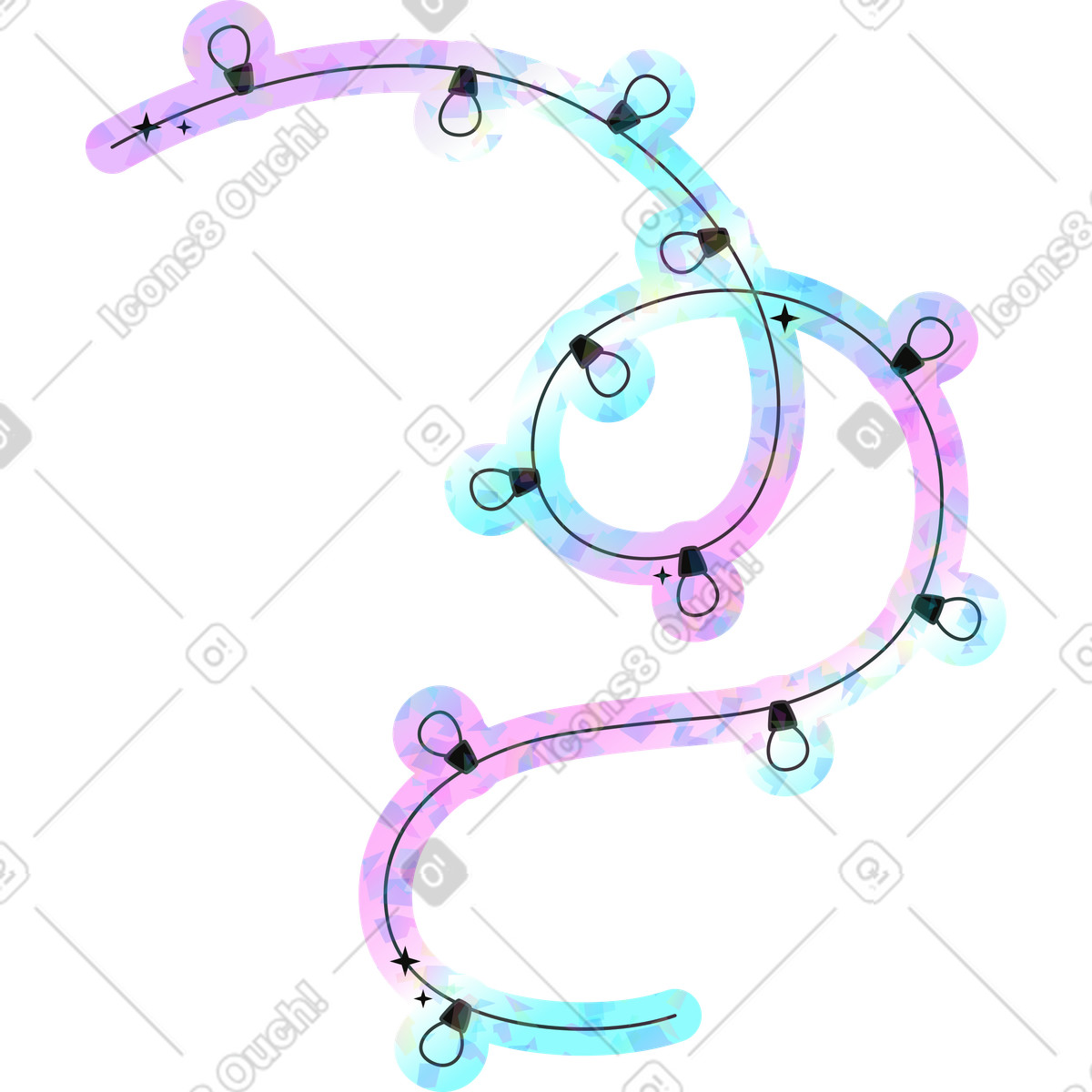 Holostickers スタイルの Garland のイラストをPNG、SVG形式でダウンロード