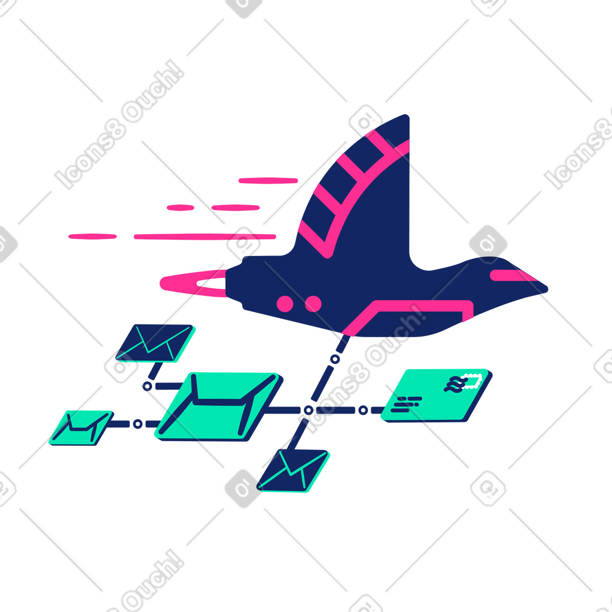 Illustration Message en route dans le style Cyborg à télécharger aux formats PNG, SVG