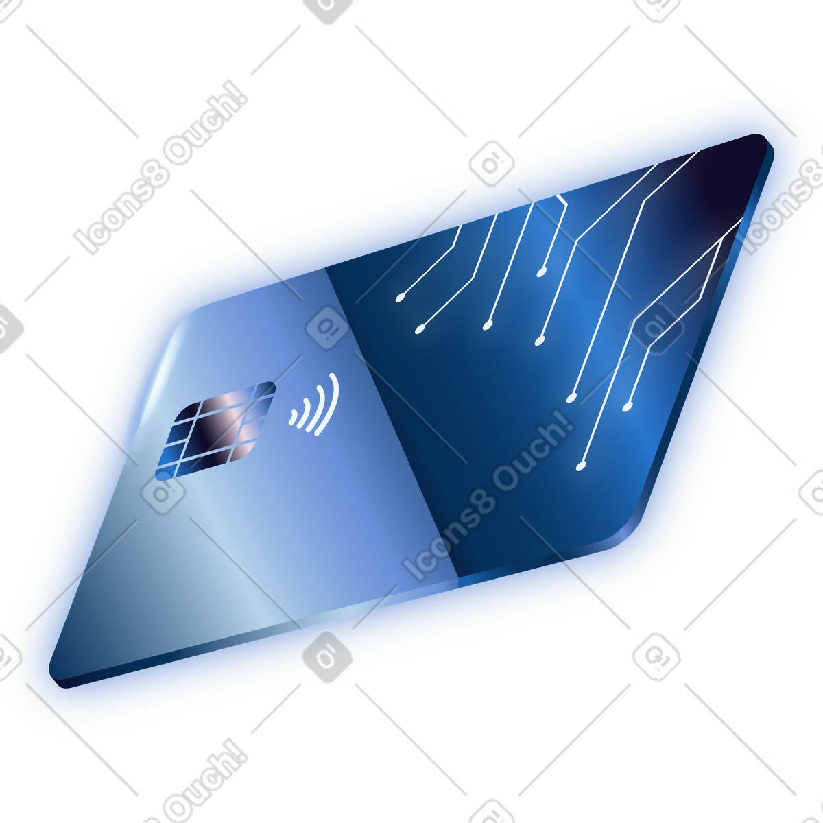 Digital banking card with nodes illustration in Dimension style download in PNG, SVG